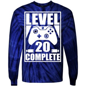 Level 20 Complete Gaming 20th Birthday Tie-Dye Long Sleeve Shirt