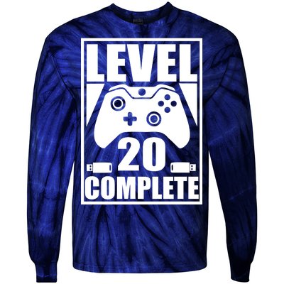 Level 20 Complete Gaming 20th Birthday Tie-Dye Long Sleeve Shirt