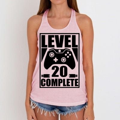 Level 20 Complete Gaming 20th Birthday Women's Knotted Racerback Tank