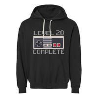 Level 20 Complete Retro Gamer 20th Birthday Garment-Dyed Fleece Hoodie