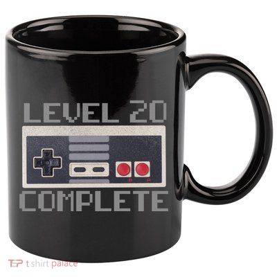 Level 20 Complete Retro Gamer 20th Birthday 11oz C Handle Ceramic Mug
