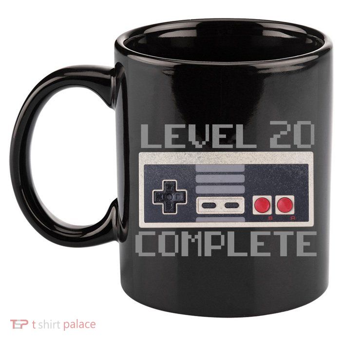 Level 20 Complete Retro Gamer 20th Birthday 11oz C Handle Ceramic Mug