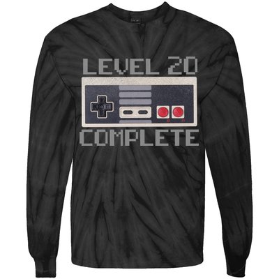 Level 20 Complete Retro Gamer 20th Birthday Tie-Dye Long Sleeve Shirt