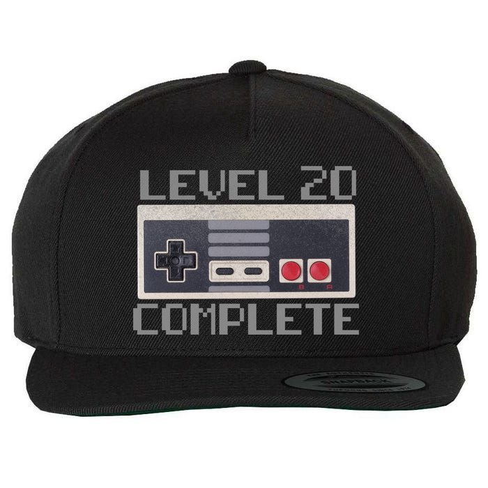 Level 20 Complete Retro Gamer 20th Birthday Wool Snapback Cap