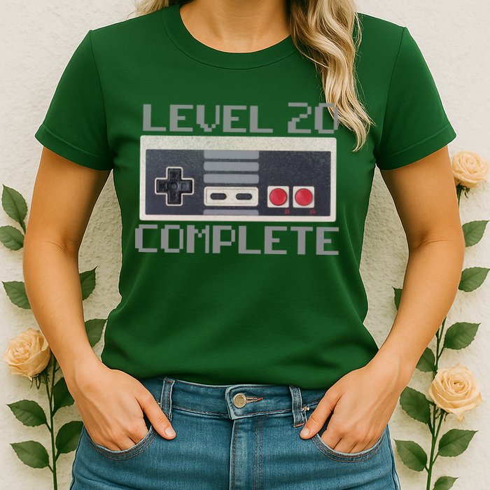 Level 20 Complete Retro Gamer 20th Birthday Womens T-Shirt