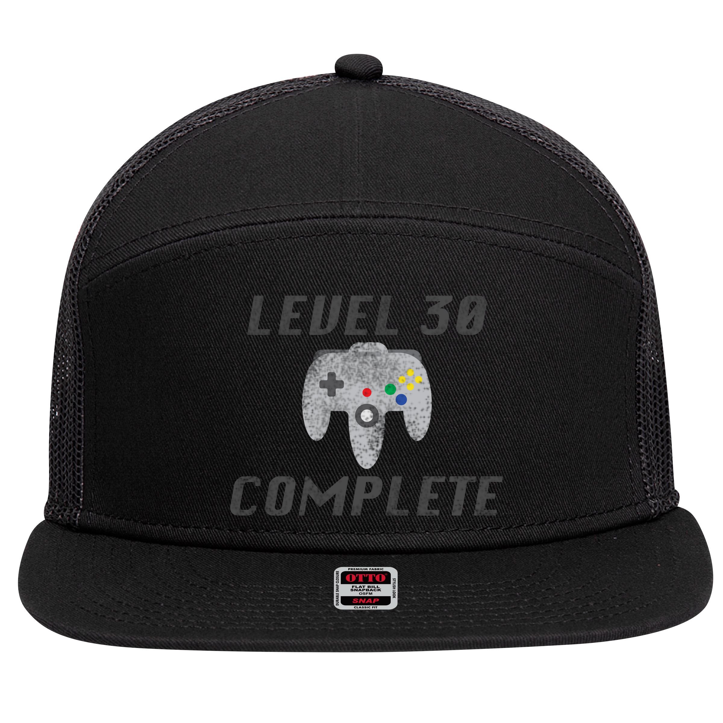 Level 30 Complete 30th Birthday 7 Panel Mesh Trucker Snapback Hat