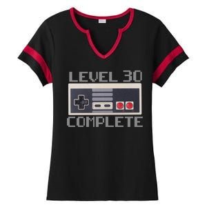 Level 30 Complete Retro Gamer 30th Birthday Ladies Halftime Notch Neck Tee