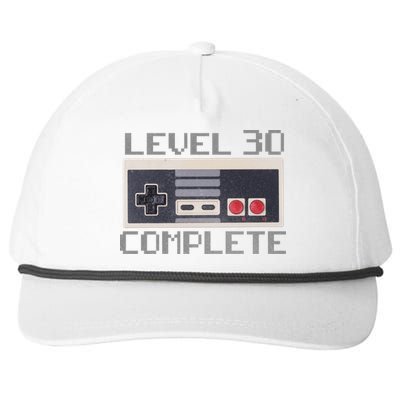 Level 30 Complete Retro Gamer 30th Birthday Snapback Five-Panel Rope Hat