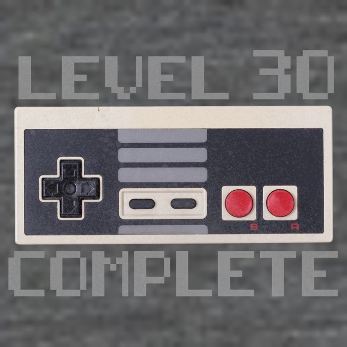 Level 30 Complete Retro Gamer 30th Birthday 7 Panel Mesh Trucker Snapback Hat