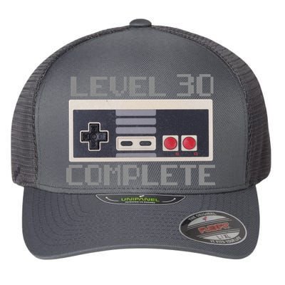 Level 30 Complete Retro Gamer 30th Birthday Flexfit Unipanel Trucker Cap