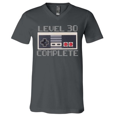 Level 30 Complete Retro Gamer 30th Birthday V-Neck T-Shirt