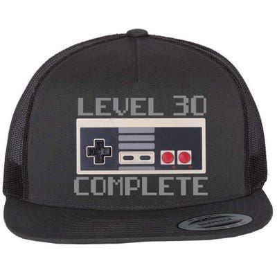 Level 30 Complete Retro Gamer 30th Birthday Flat Bill Trucker Hat