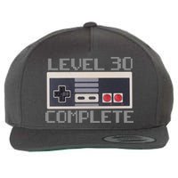 Level 30 Complete Retro Gamer 30th Birthday Wool Snapback Cap