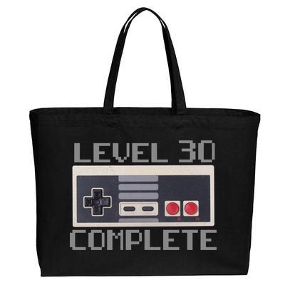 Level 30 Complete Retro Gamer 30th Birthday Cotton Canvas Jumbo Tote