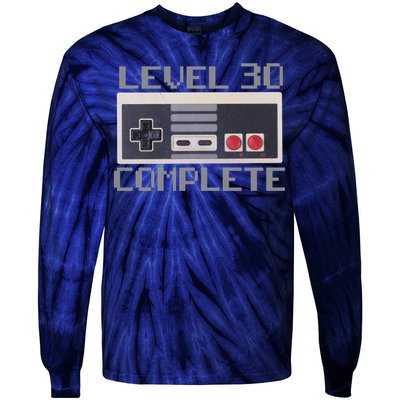 Level 30 Complete Retro Gamer 30th Birthday Tie-Dye Long Sleeve Shirt