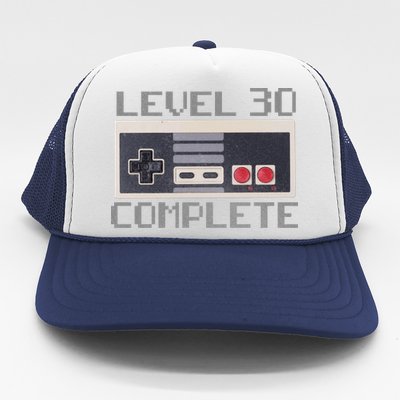 Level 30 Complete Retro Gamer 30th Birthday Trucker Hat