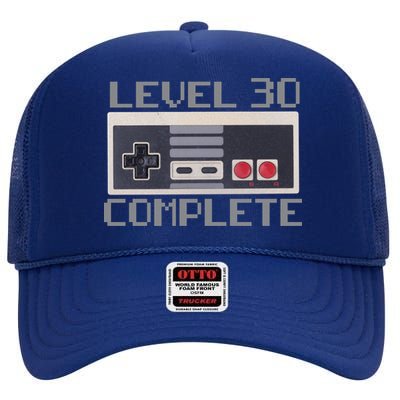 Level 30 Complete Retro Gamer 30th Birthday High Crown Mesh Back Trucker Hat