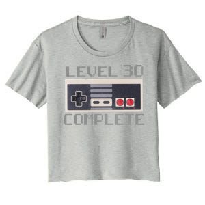 Level 30 Complete Retro Gamer 30th Birthday Women's Crop Top Tee