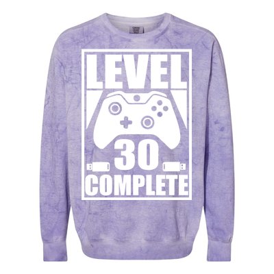 Level 30 Complete Video Gamer 30th Birthday Colorblast Crewneck Sweatshirt