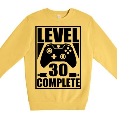 Level 30 Complete Video Gamer 30th Birthday Premium Crewneck Sweatshirt