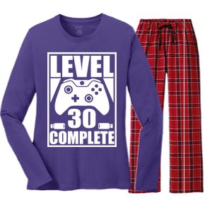 Level 30 Complete Video Gamer 30th Birthday Women's Long Sleeve Flannel Pajama Set 