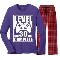 Level 30 Complete Video Gamer 30th Birthday Women's Long Sleeve Flannel Pajama Set 