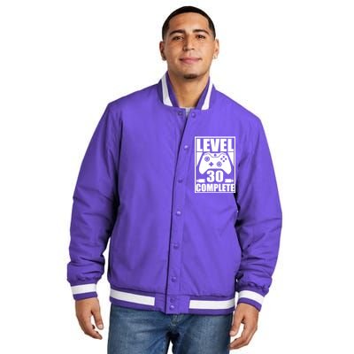 Level 30 Complete Video Gamer 30th Birthday Insulated Varsity Jacket