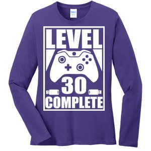 Level 30 Complete Video Gamer 30th Birthday Ladies Long Sleeve Shirt