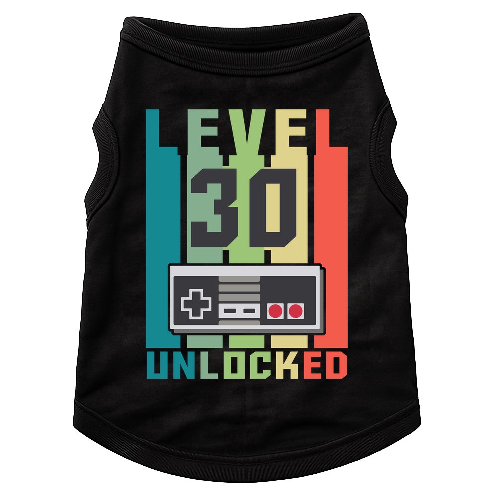 Level 30 Unlocked Funny Retro Gamer Birthday Doggie Tank