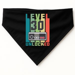 Level 30 Unlocked Funny Retro Gamer Birthday USA-Made Doggie Bandana