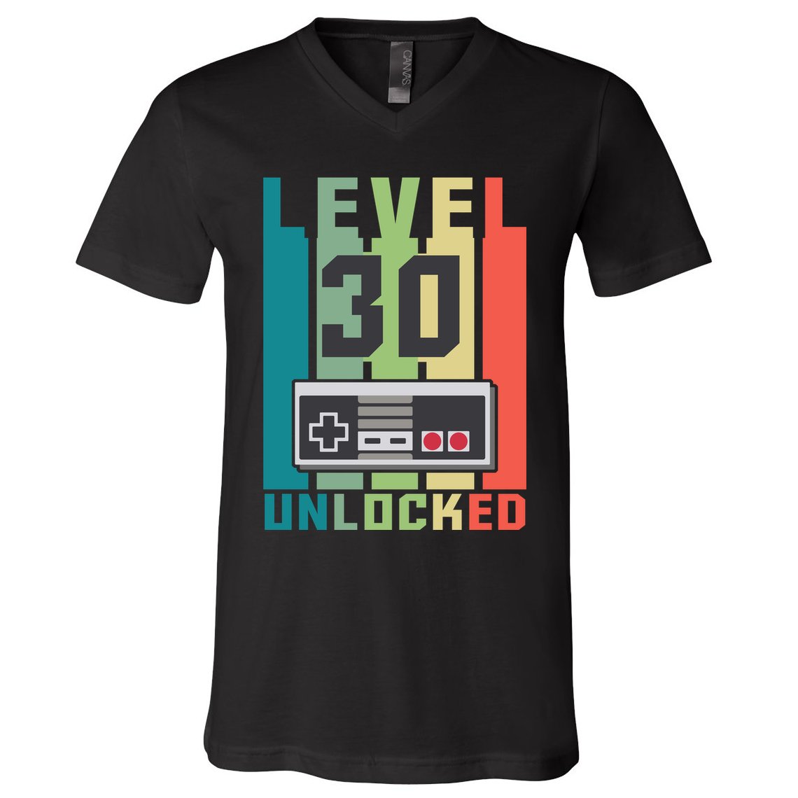 Level 30 Unlocked Funny Retro Gamer Birthday V-Neck T-Shirt