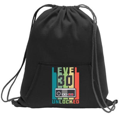 Level 30 Unlocked Funny Retro Gamer Birthday Sweatshirt Cinch Pack Bag