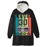 Level 30 Unlocked Funny Retro Gamer Birthday Hooded Wearable Blanket