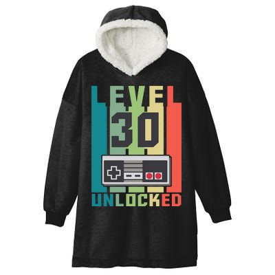 Level 30 Unlocked Funny Retro Gamer Birthday Hooded Wearable Blanket