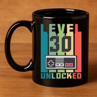 Level 30 Unlocked Funny Retro Gamer Birthday 11oz C Handle Ceramic Mug