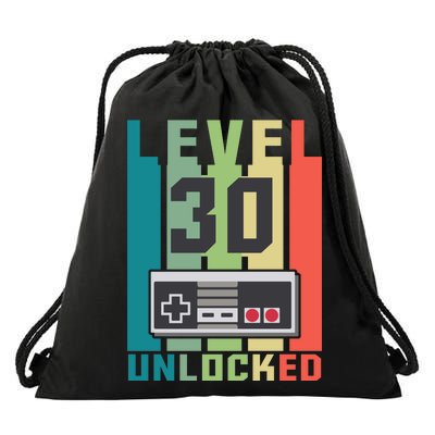 Level 30 Unlocked Funny Retro Gamer Birthday Drawstring Bag