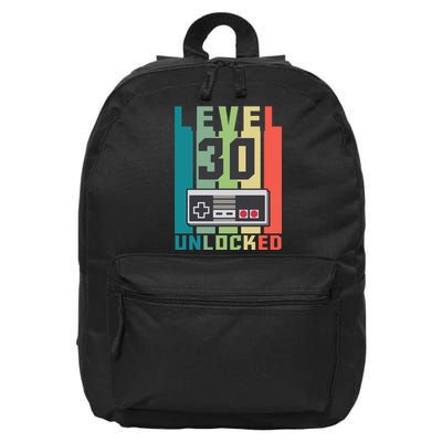 Level 30 Unlocked Funny Retro Gamer Birthday 16 in Basic Backpack