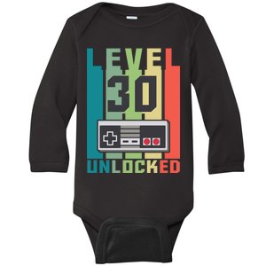 Level 30 Unlocked Funny Retro Gamer Birthday Baby Long Sleeve Bodysuit