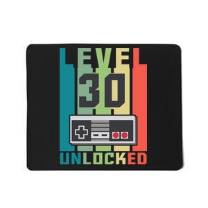 Level 30 Unlocked Funny Retro Gamer Birthday Mousepad