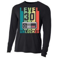 Level 30 Unlocked Funny Retro Gamer Birthday Cooling Performance Long Sleeve Crew