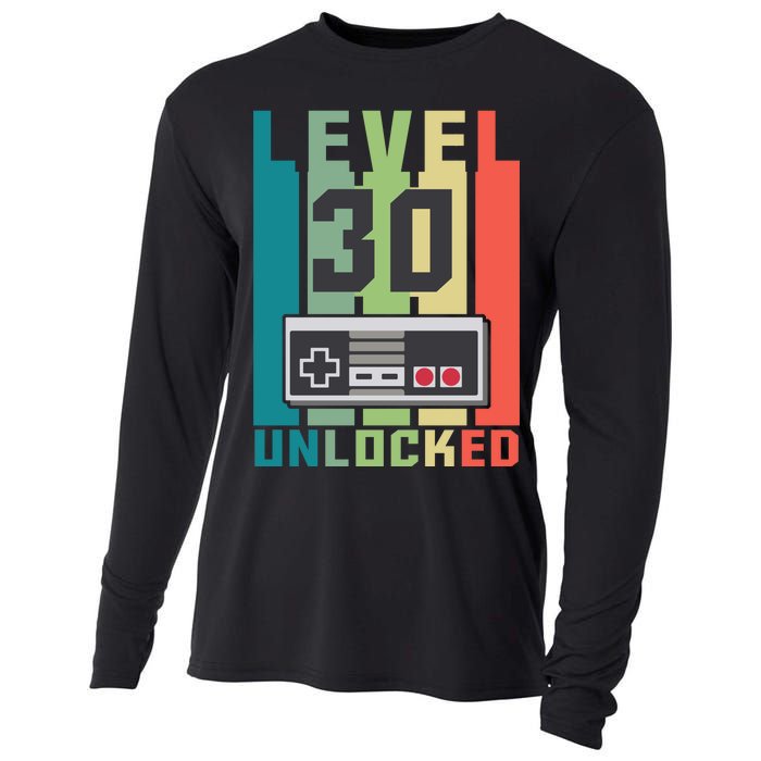 Level 30 Unlocked Funny Retro Gamer Birthday Cooling Performance Long Sleeve Crew