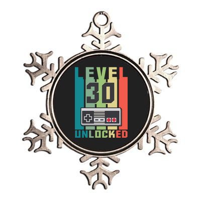 Level 30 Unlocked Funny Retro Gamer Birthday Metallic Star Ornament