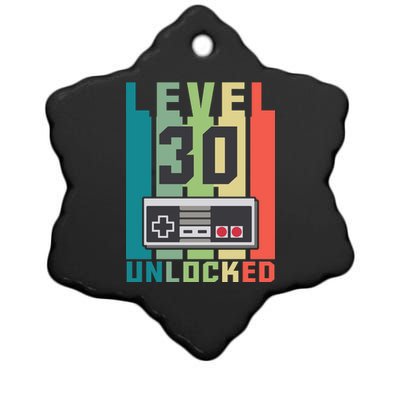 Level 30 Unlocked Funny Retro Gamer Birthday Ceramic Star Ornament