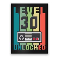 Level 30 Unlocked Funny Retro Gamer Birthday Poster