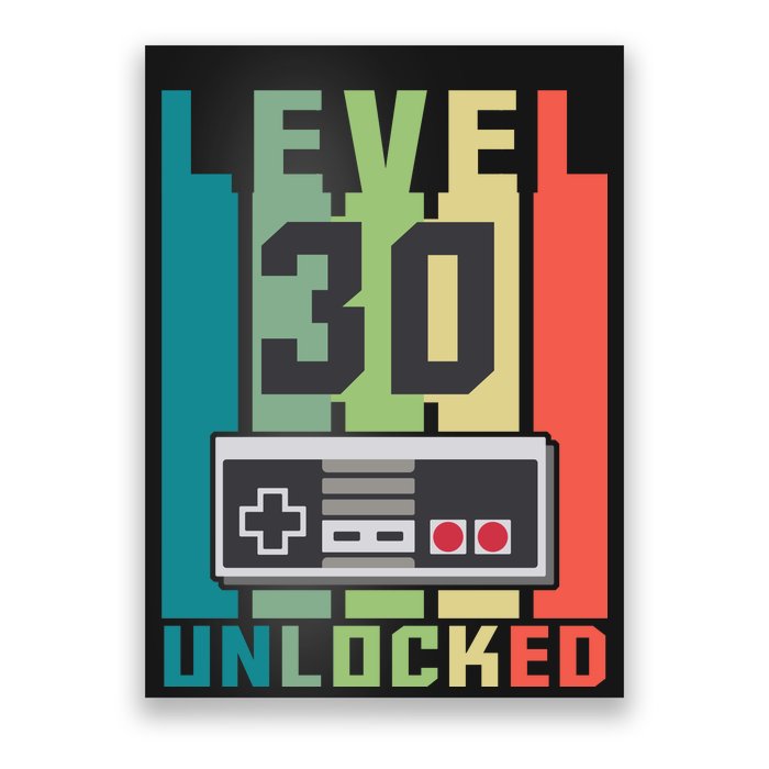 Level 30 Unlocked Funny Retro Gamer Birthday Poster