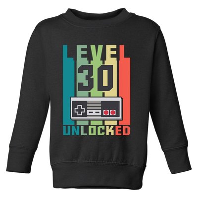 Level 30 Unlocked Funny Retro Gamer Birthday Toddler Sweatshirt