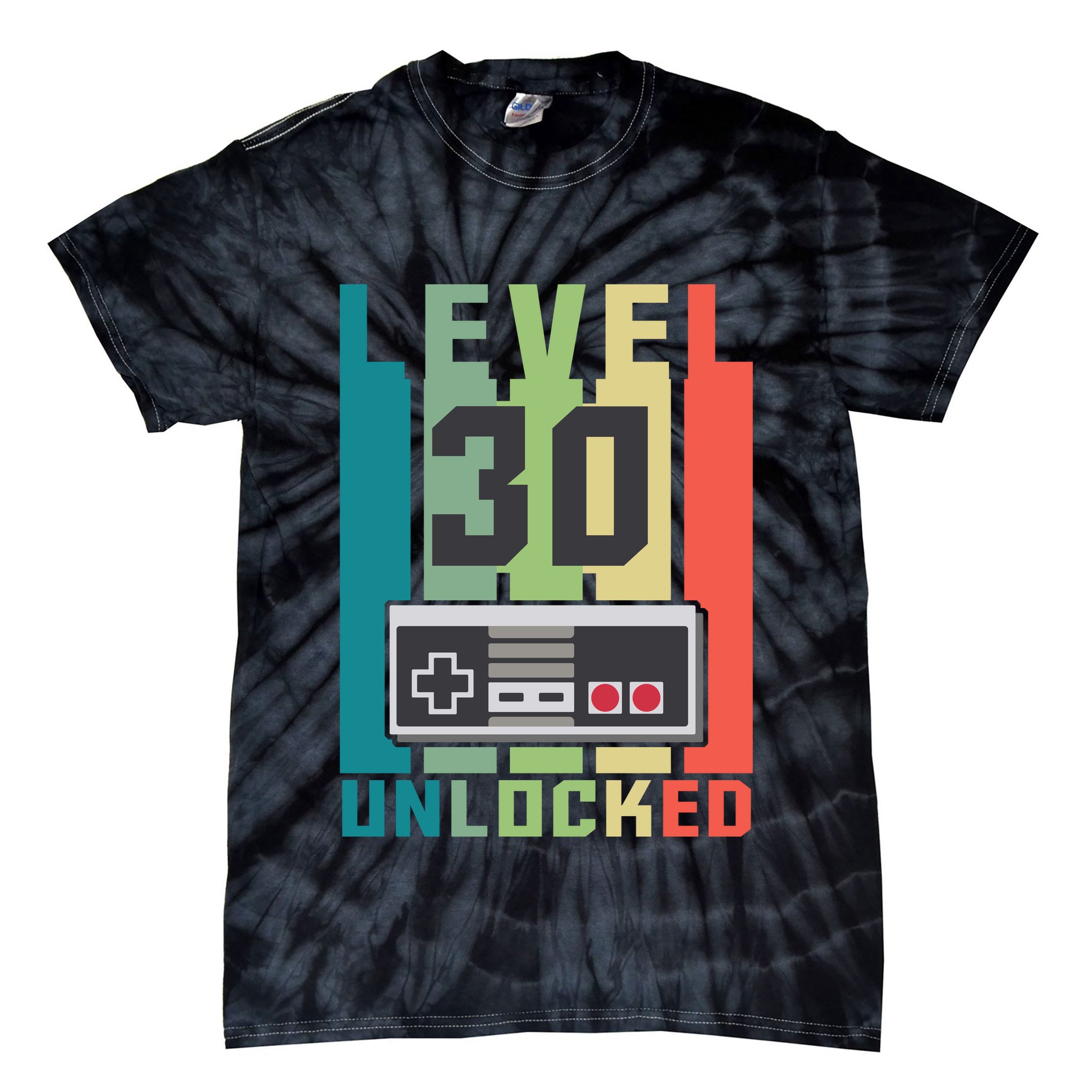 Level 30 Unlocked Funny Retro Gamer Birthday Tie-Dye T-Shirt