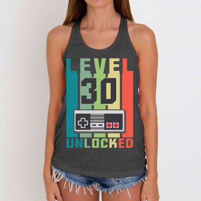 Level 30 Unlocked Funny Retro Gamer Birthday Women's Knotted Racerback Tank