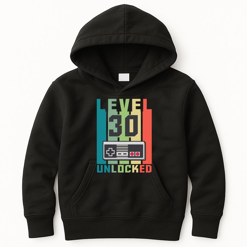 Level 30 Unlocked Funny Retro Gamer Birthday Kids Hoodie