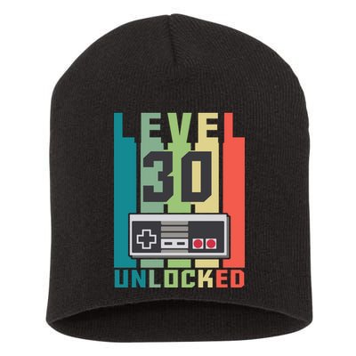 Level 30 Unlocked Funny Retro Gamer Birthday Short Acrylic Beanie